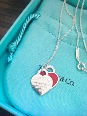 Tiffany & Co. Silver and Red Heart Necklace